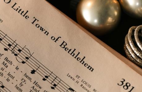Photograph of a Christmas carol song sheet