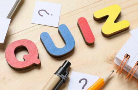 Quiz wording with questions marks surrounding it
