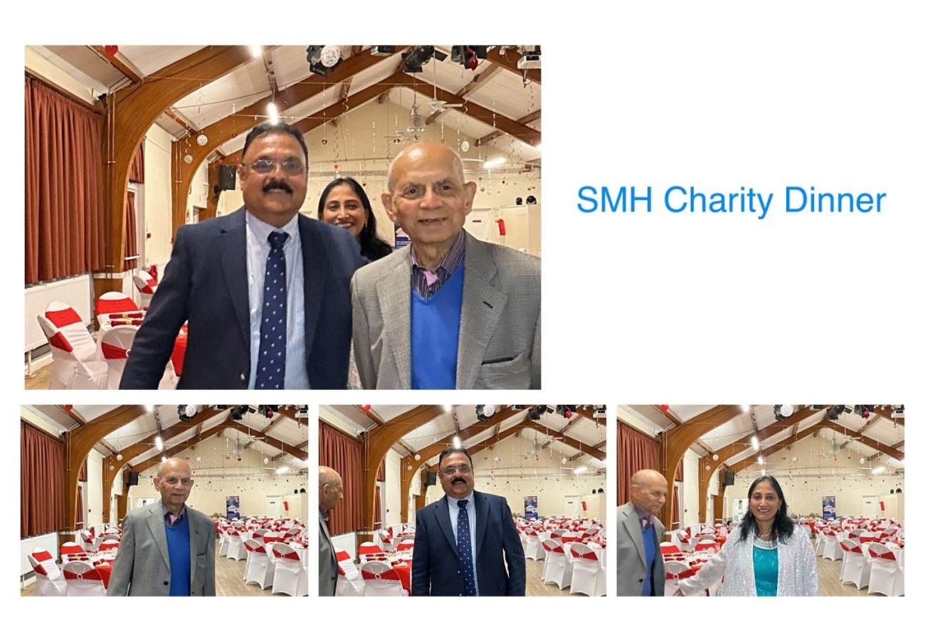 Graphic: Smiling guests at SMH Charity Dinner, featuring multiple photos in a hall.