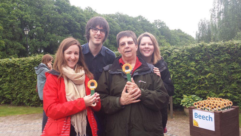 Clare and mum, brother and sister at the Sunflower celebration