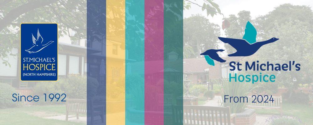 Graphic: Burrswood Hospice (dove) since 1992 transitioning to St Michael's Hospice (geese) from 2024.