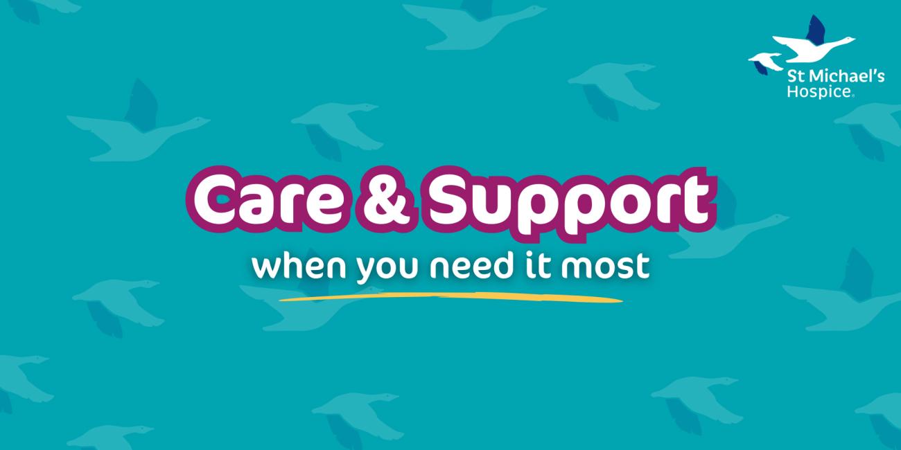 Care & Support text in white on a green background.