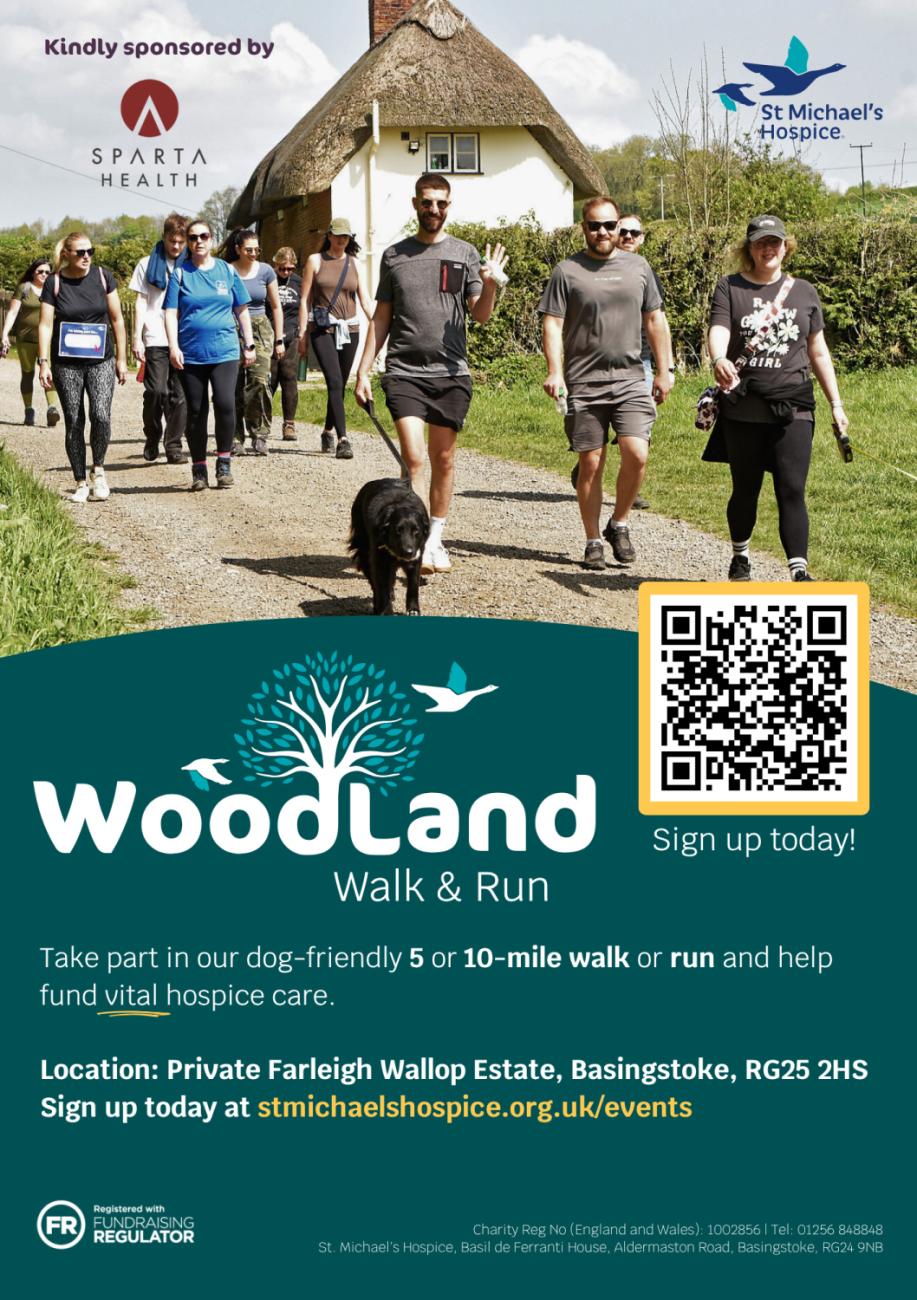 Woodland Walk flyer with image of people enjoying a walking event.