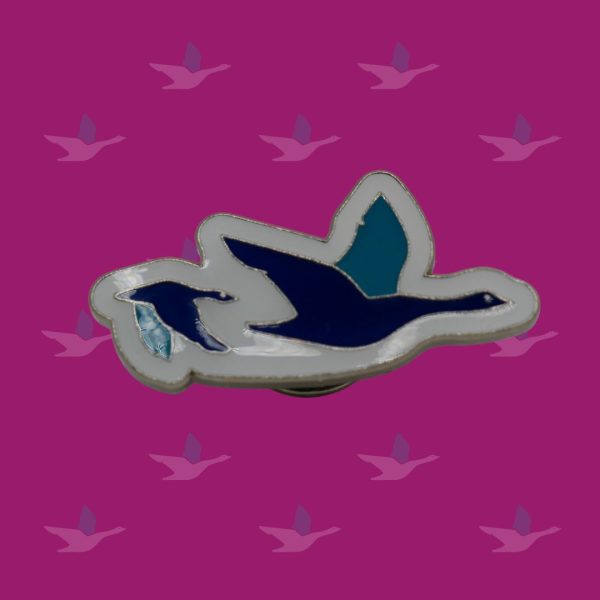 Photograph of the St. Michael's Hospice goose pin badge
