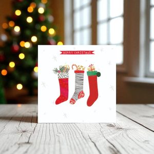 Festive Stockings Christmas Card (Pack of 10)