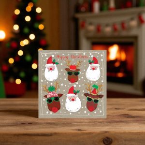 Cool Santas and Reindeer Christmas Card (Pack of 10)