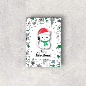 Santa Claws Cat Christmas Badge