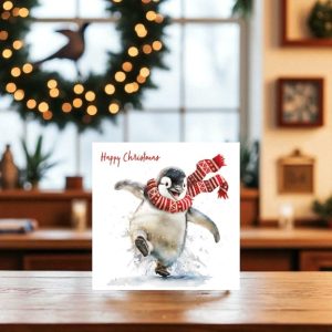 Happy Penguin Christmas Card (Pack of 10)