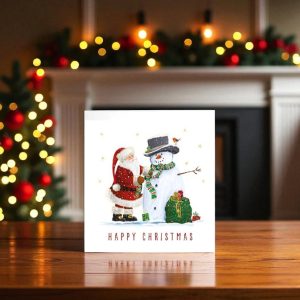 Santa and Snowman Friend Christmas Card (Pack of 10)