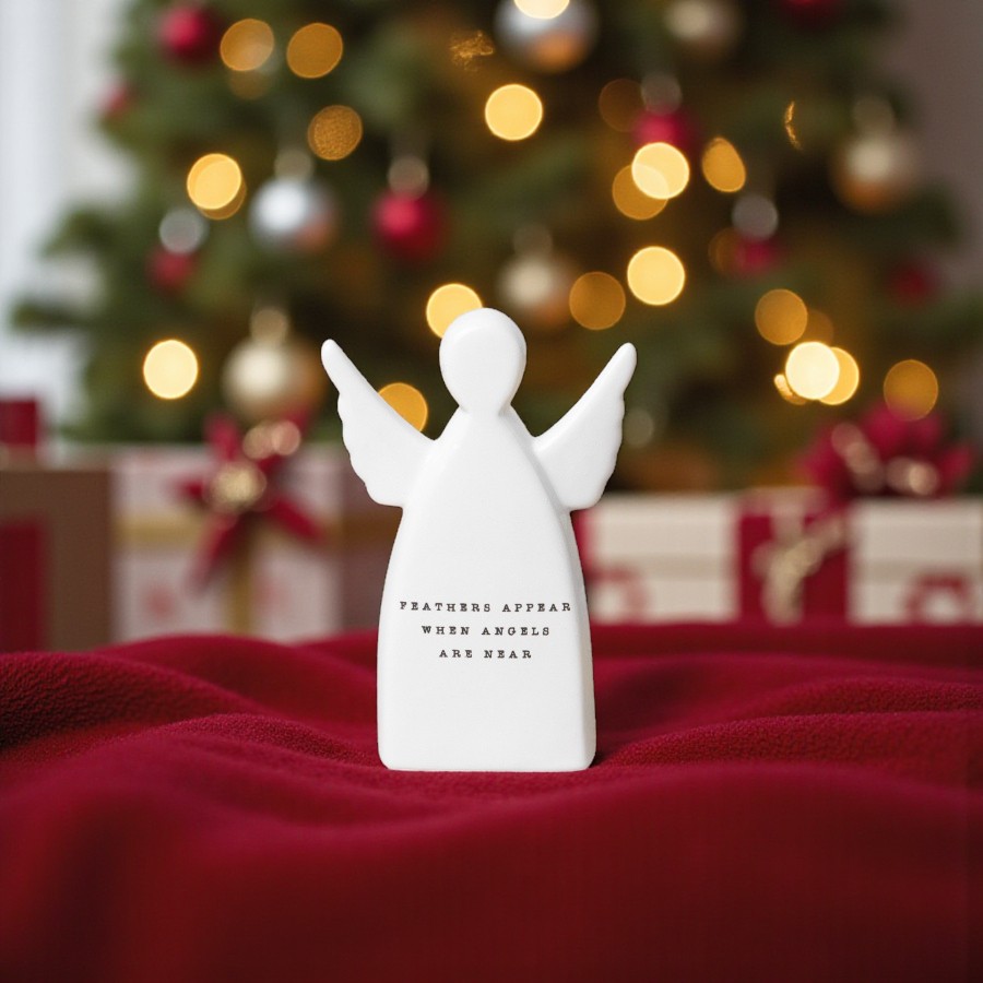 Feathers Appear When Loved Ones Are Near Ceramic Decoration in White with Black Writing on Front